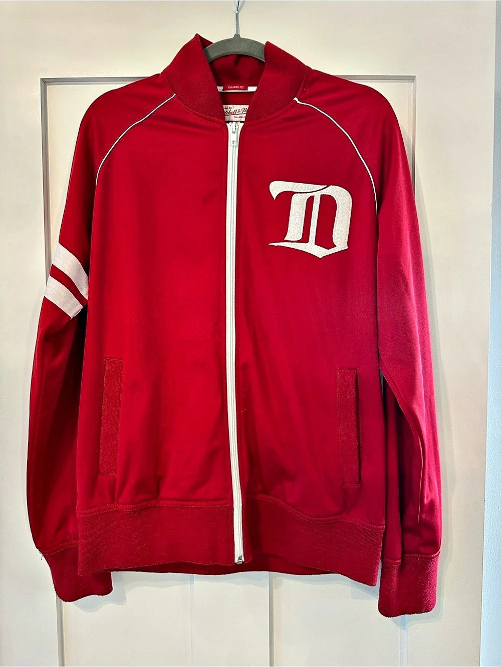 Men’s Mitchell & Ness Detroit Red Wings Vintage Hockey Track Jacket Red & White
